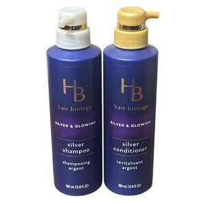 Hair Biology Silver & Glowing Silver Shampoo & Conditioner Set 12.8 Fl Oz Each
